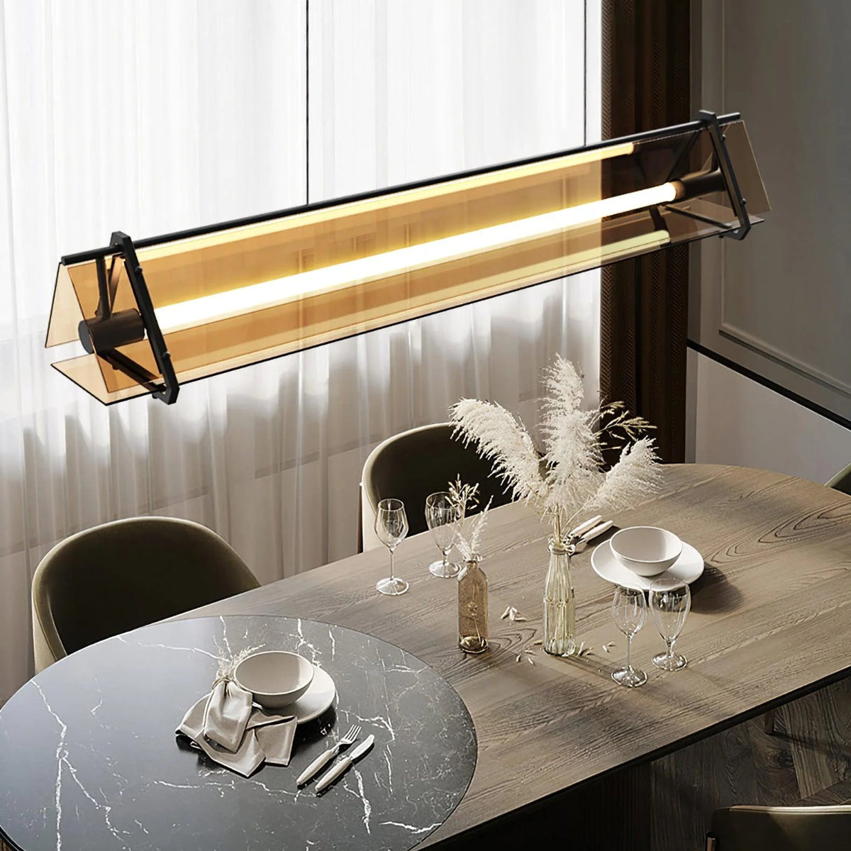 Arisha Industrielle LED Pendelleuchte Schlaf/Wohnzimmer Gold Glas