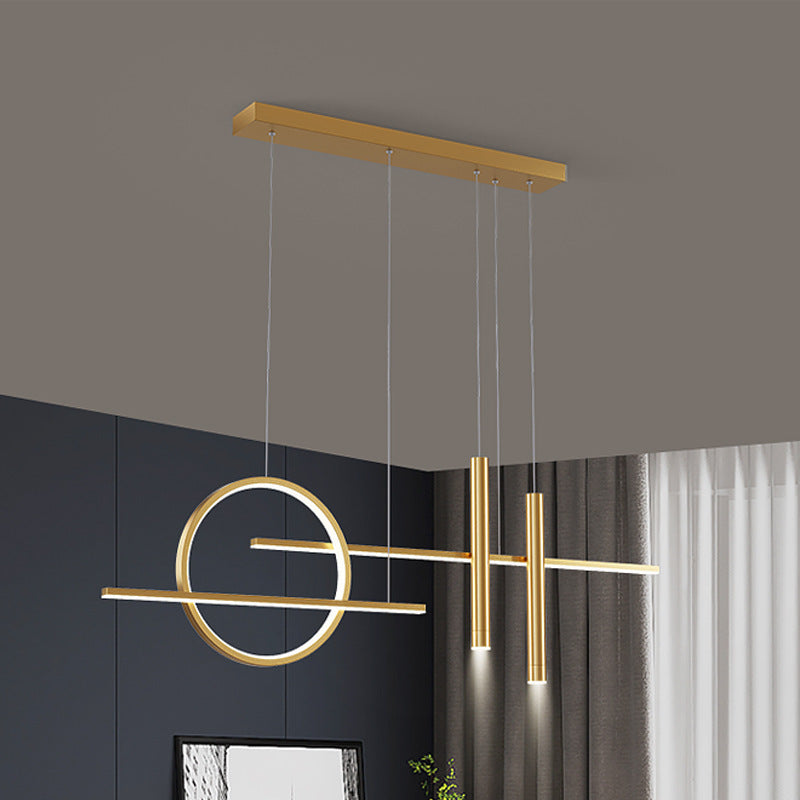 Arisha Modern Pendelleuchte Ring Linear Esszimmer, Schwarz/Gold, Metall-Letslighting