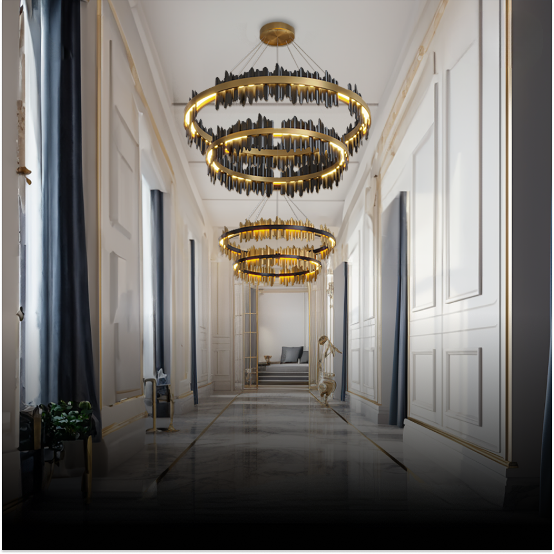 Kristy Industrial LED Kronleuchter Gold Metall Schalf/Wohnzimmer-Letslighting