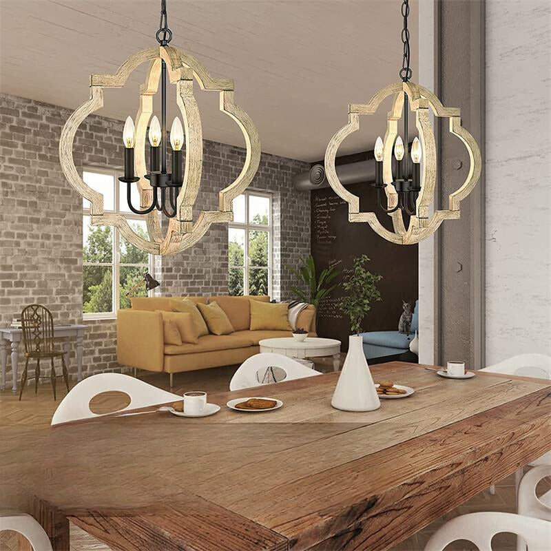 Silva Vintage LED Kronleuchter Schwarz Metall/Holz Wohnzimmer/Schlafzimmer