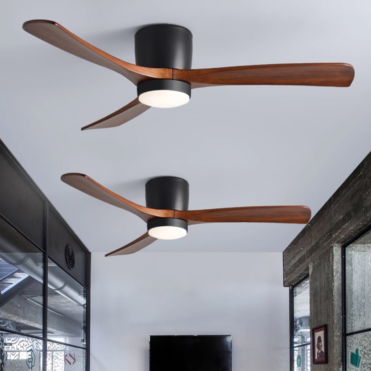 Ezra Nordische Deckenventilatorleuchte aus Holz mit Ahornholzflügeln
