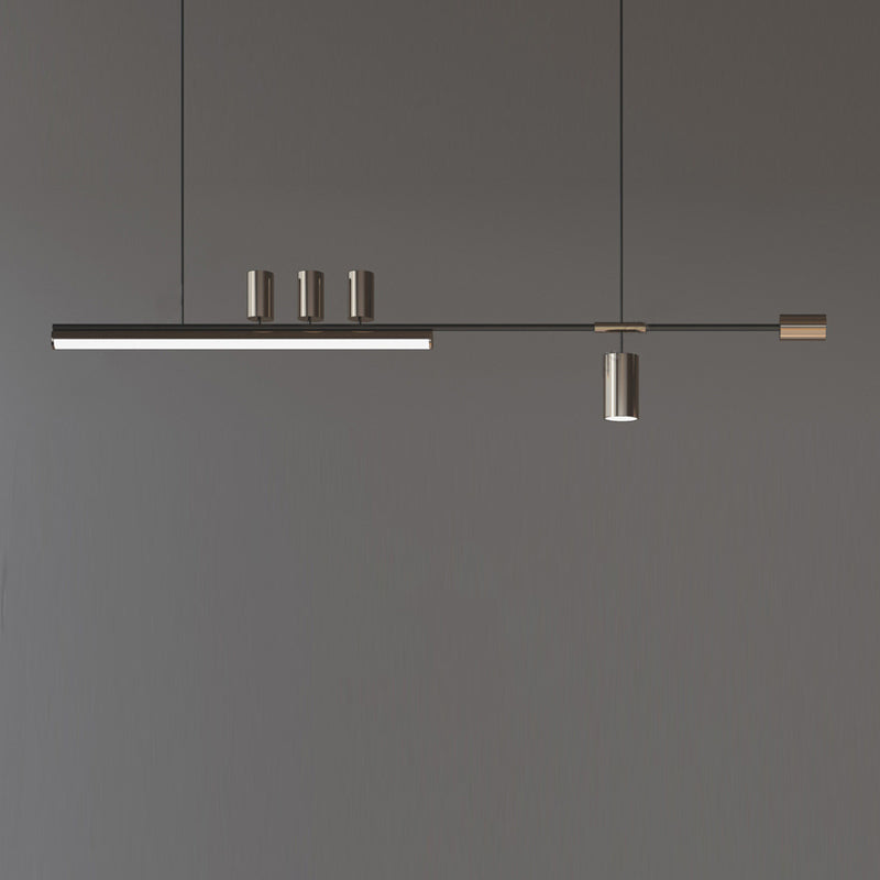 Arisha Modern LED Pendelleuchte Linear Zylinder Esstisch, Gold, Metall Acryl