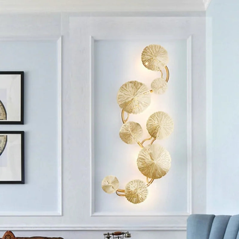 Arisha Vintage Design Blumen LED Wandleuchte Gold Wohn/Schlafzimmer Innen Metall