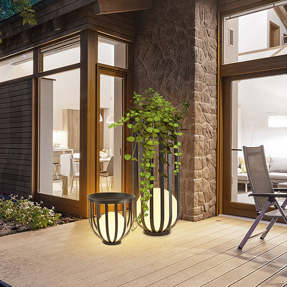 Ray Modern LED Außenleuchte Kugel Garten/Flur/Balkon, Schwarz, Metall