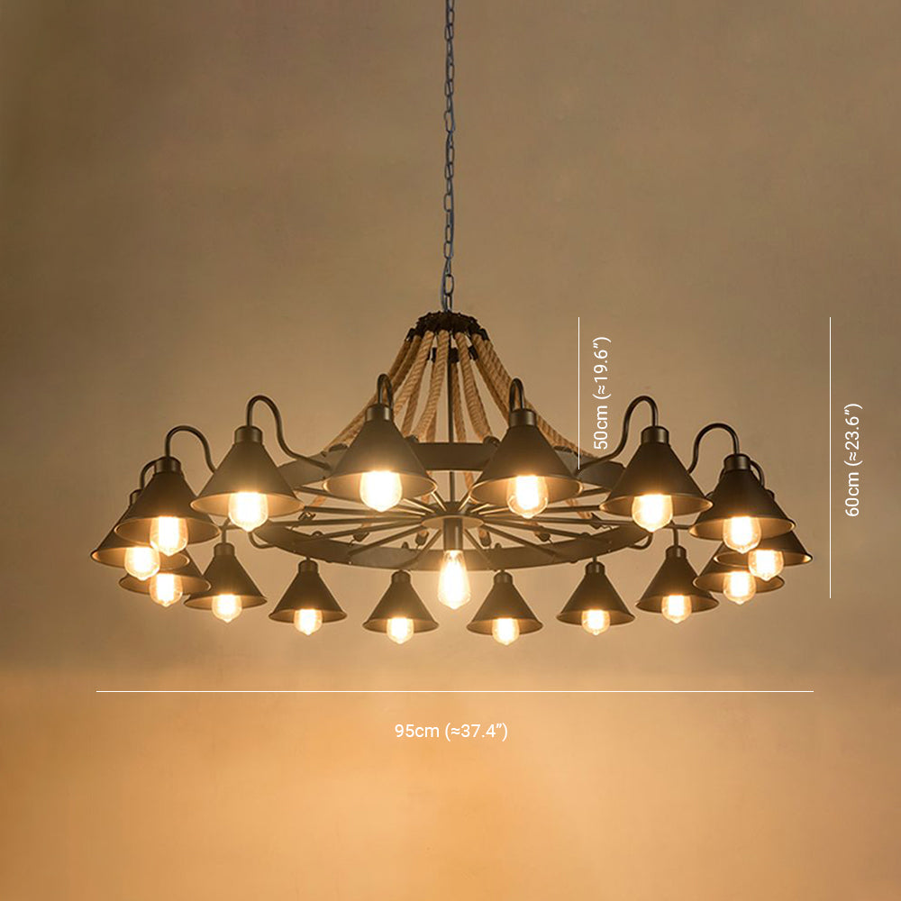 Epoch Vintage Industrial Rope LED Kronleuchter Schwarz Wohn/Schlafzimmer