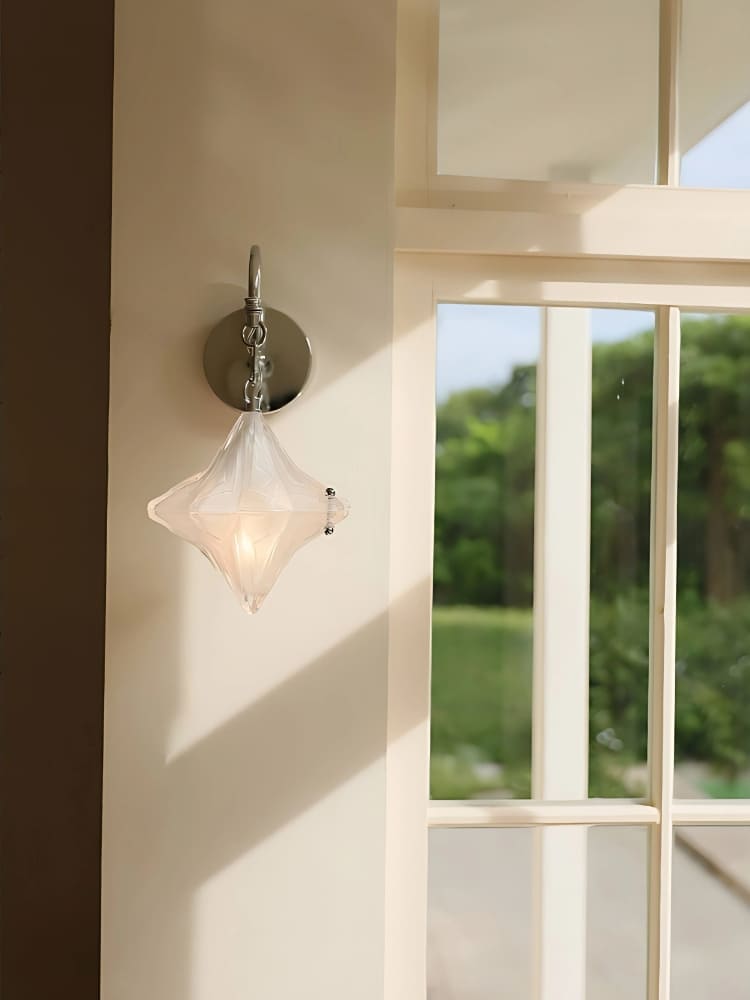 Detail des Glasmaterials der Wandleuchte