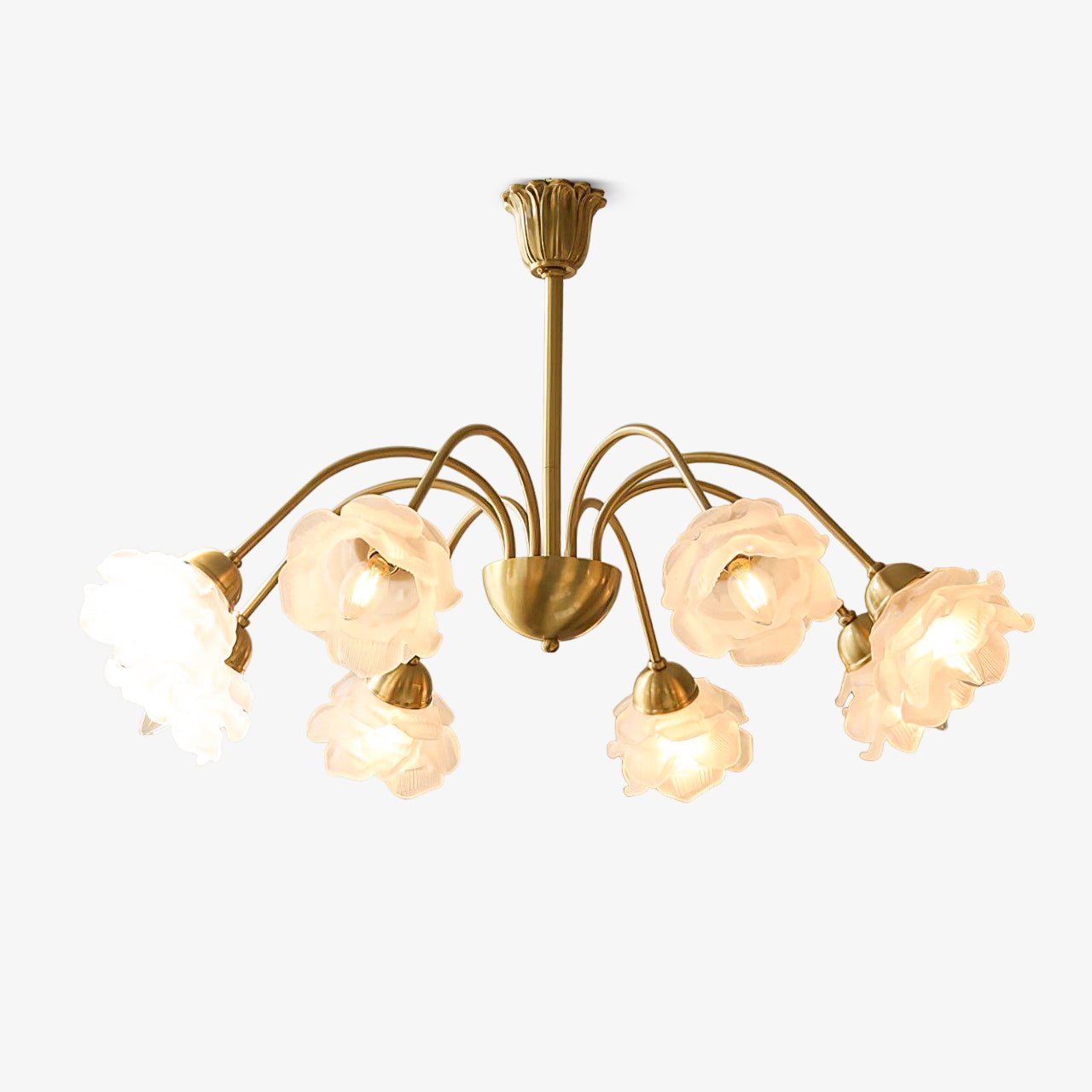 Lustra Kronleuchter Messing Glas Rose Blume-Letslighting