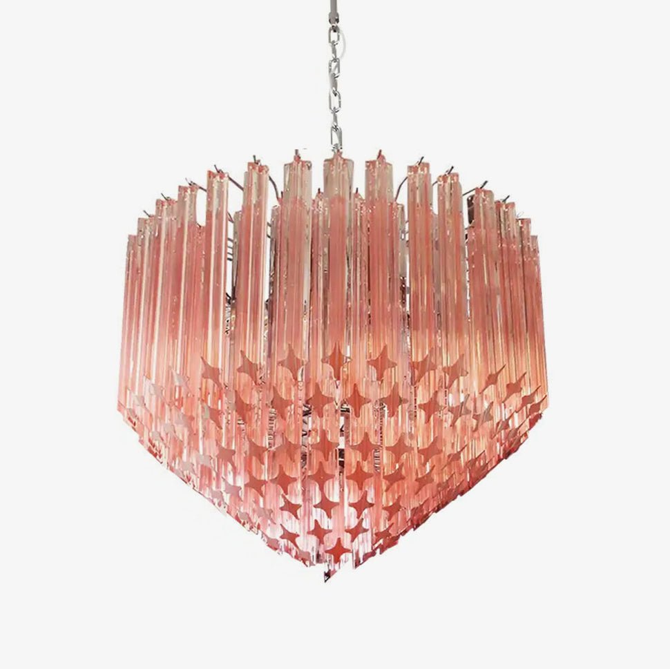 Aurora Chandelier Pink Glass Prisms Geometric - Neutralighting