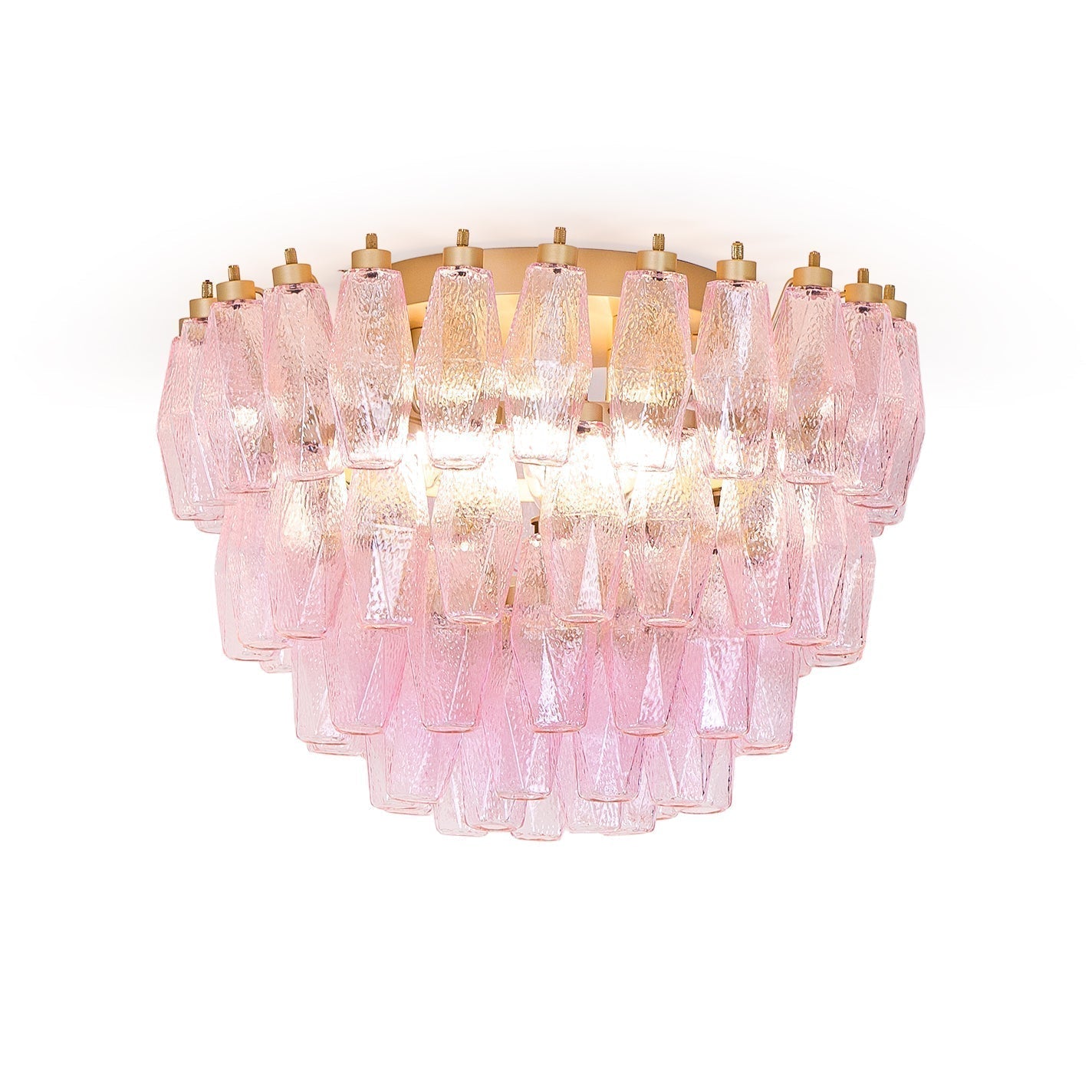 Aurora Ceiling Lamp Poliedri Pink Murano Glass Layered Flush Mount - Neutralighting