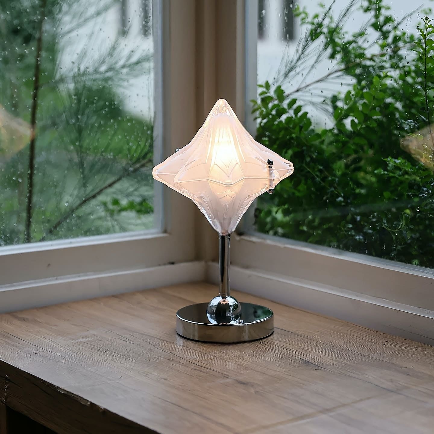 Art Deco Schreibtischlampe mit klarem Glas