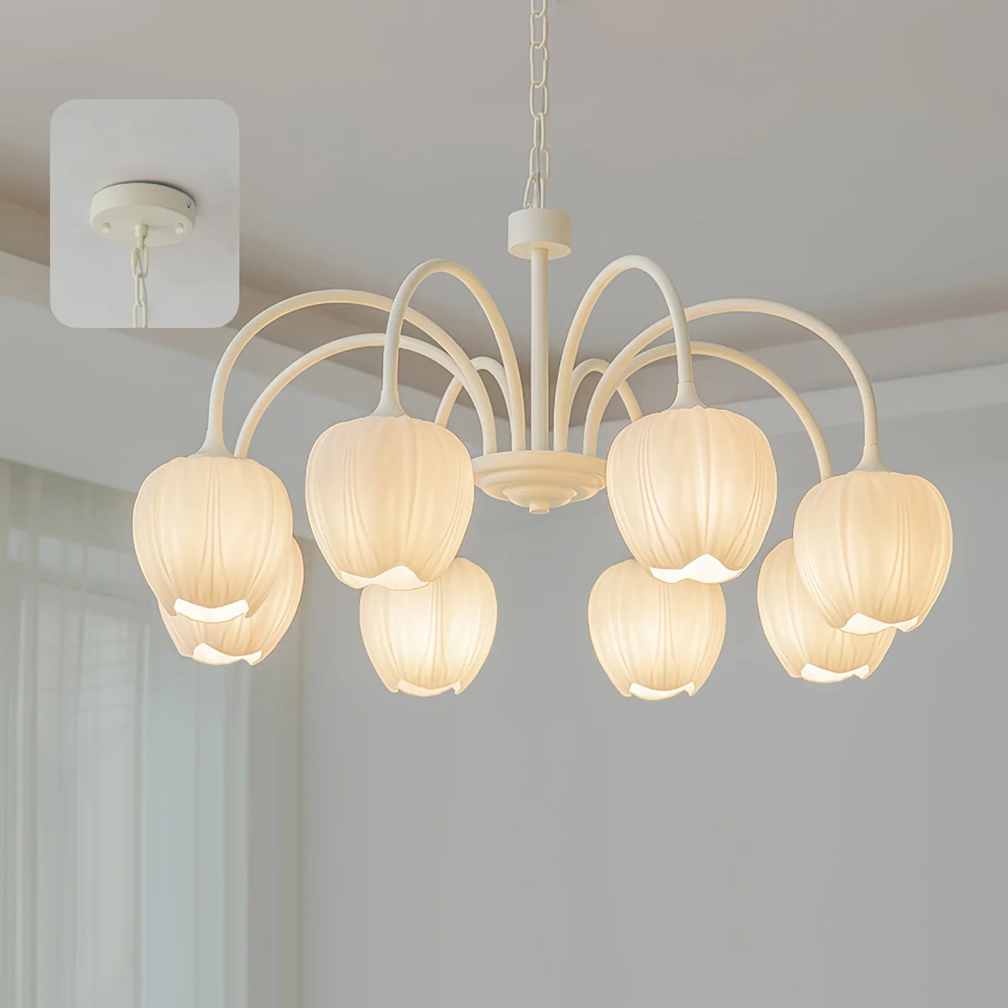 Lustra Kronleuchter Tulip Matcha Glas-Letslighting