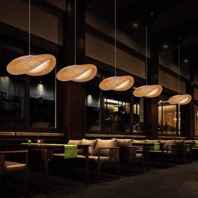 Muto Boho LED Pendelleuchte Bambus Wohn/Esszimmer/Arbeitszimmer