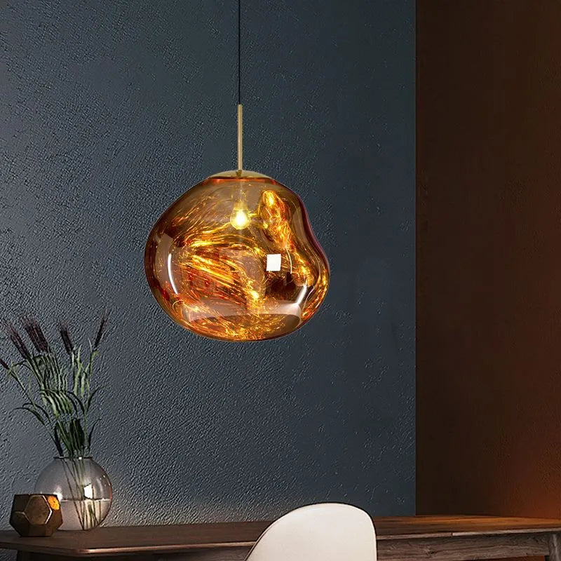 Valentina Melt Glas Pendelleuchte in Lavaoptik