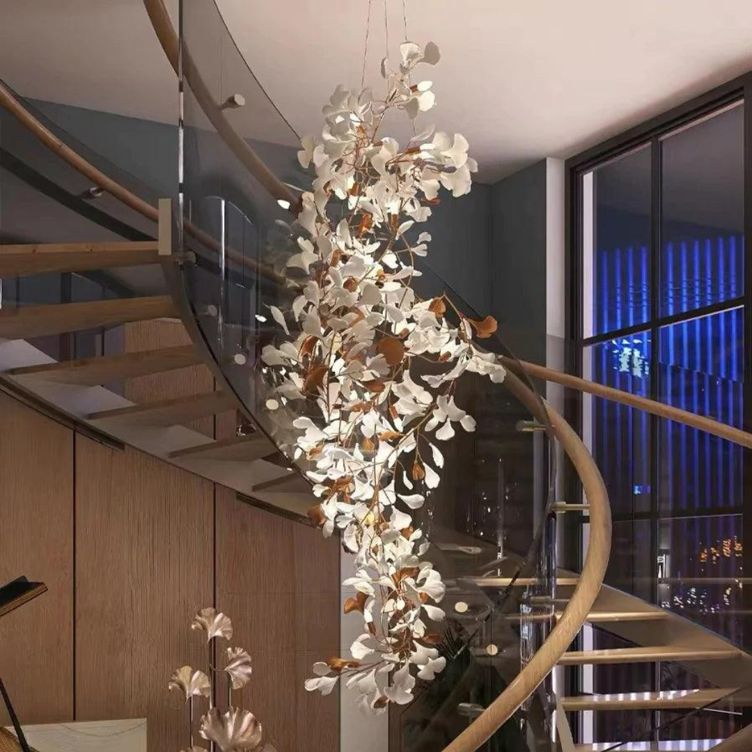 Olivia GloGink Modern Langes Gold LED Kronleuchter, aus Metall&Keramik