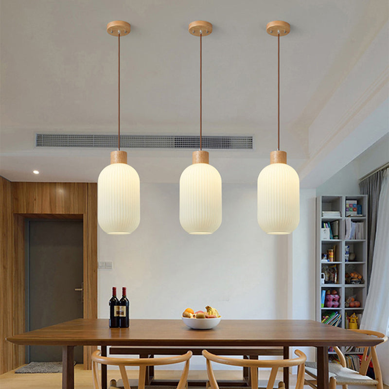 Muto Modern LED Pendelleuchte Weiß 2 Stile Ess/Wohnzimmer Holz/Glas