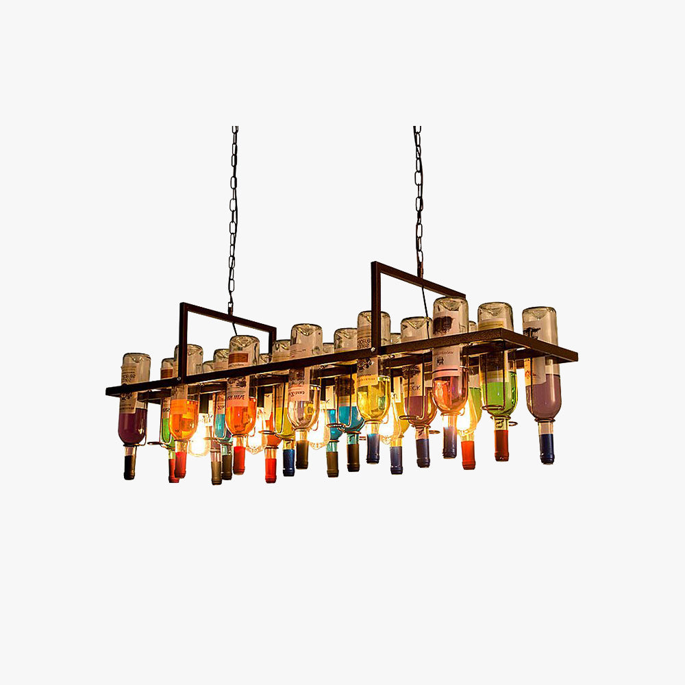 Epoch Art-Deco Weinflasche Glas Pendelleuchte Rust Wohnzimmer