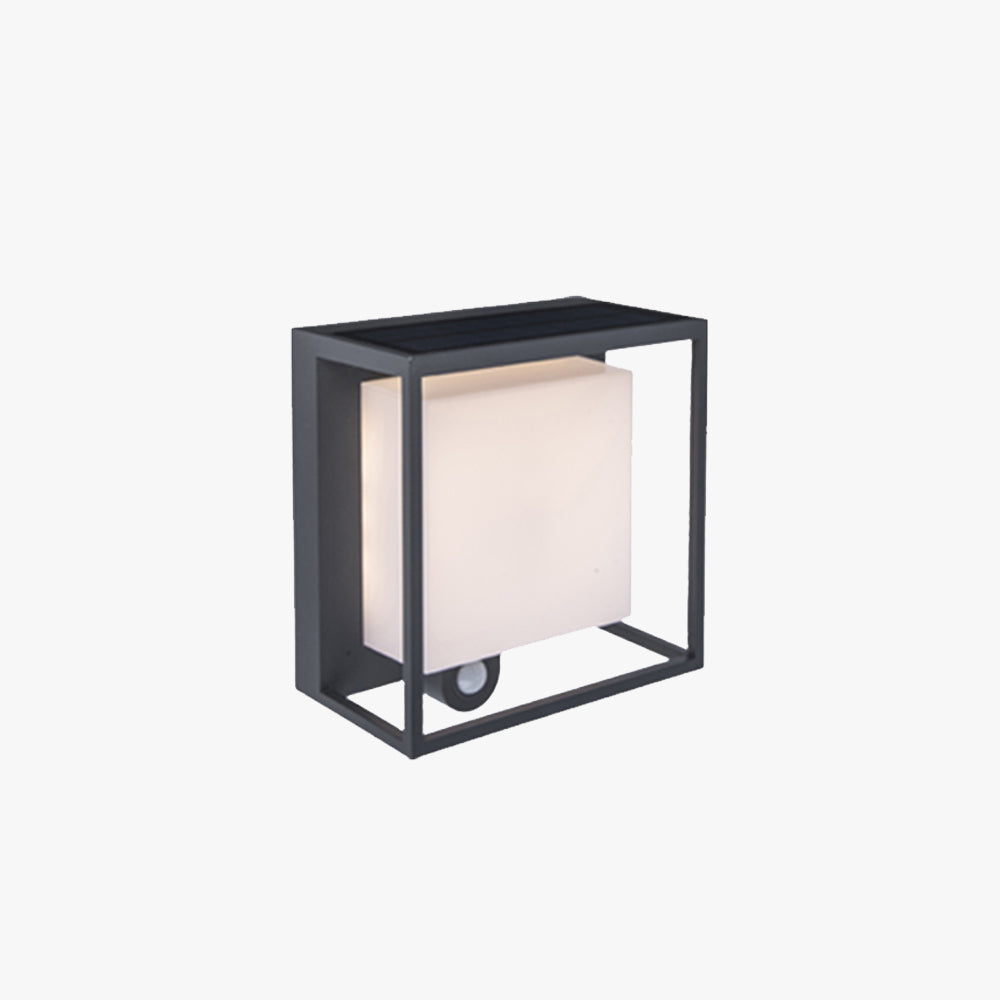 Ray Modern Rechteckig LED Außenwandleuchte Schwarz Flur/Garten Acryl Sensor Solar
