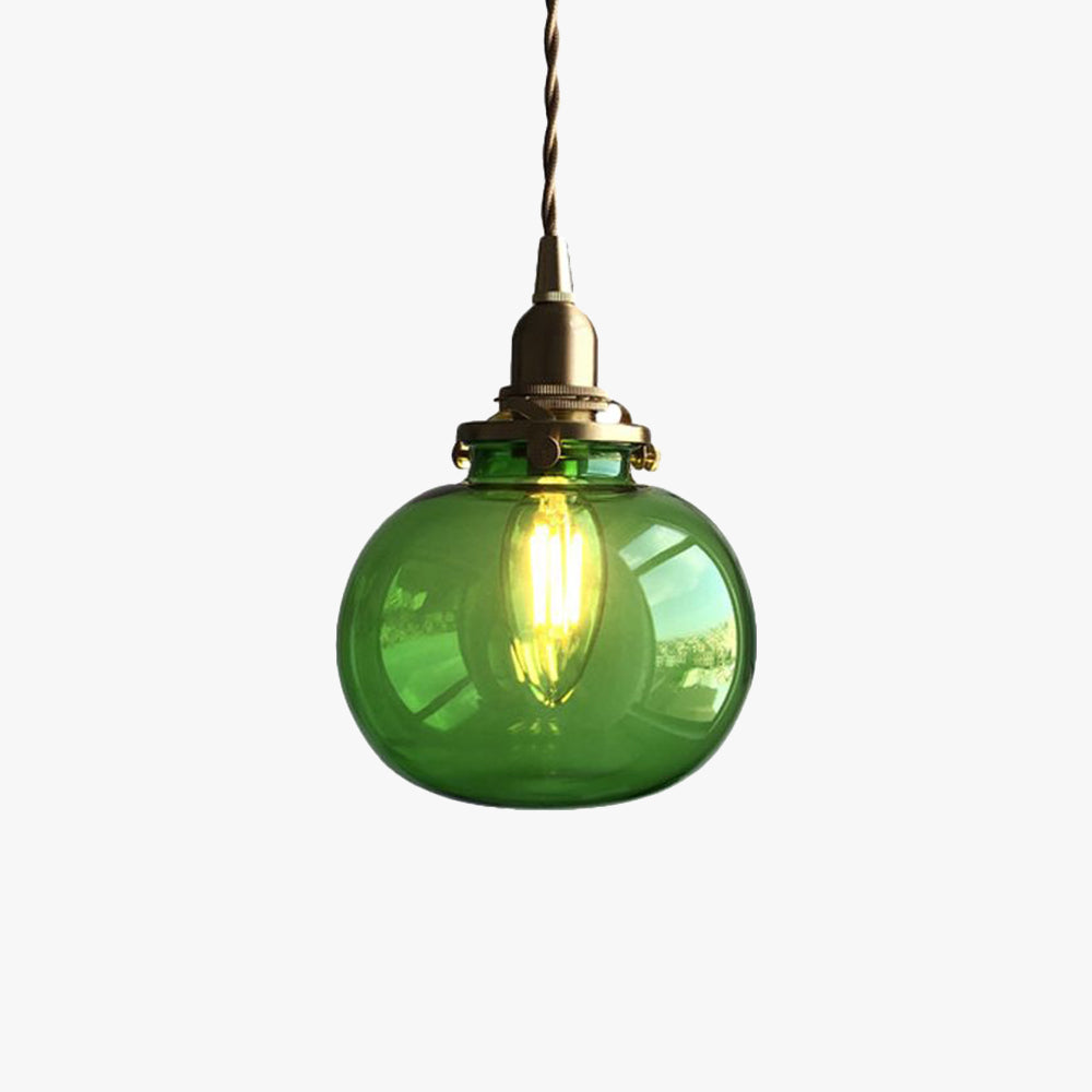 Valentina Retro Oval Glas/Metall Pendelleuchte, Grün/Klar/Schwarz Wohnzimmer