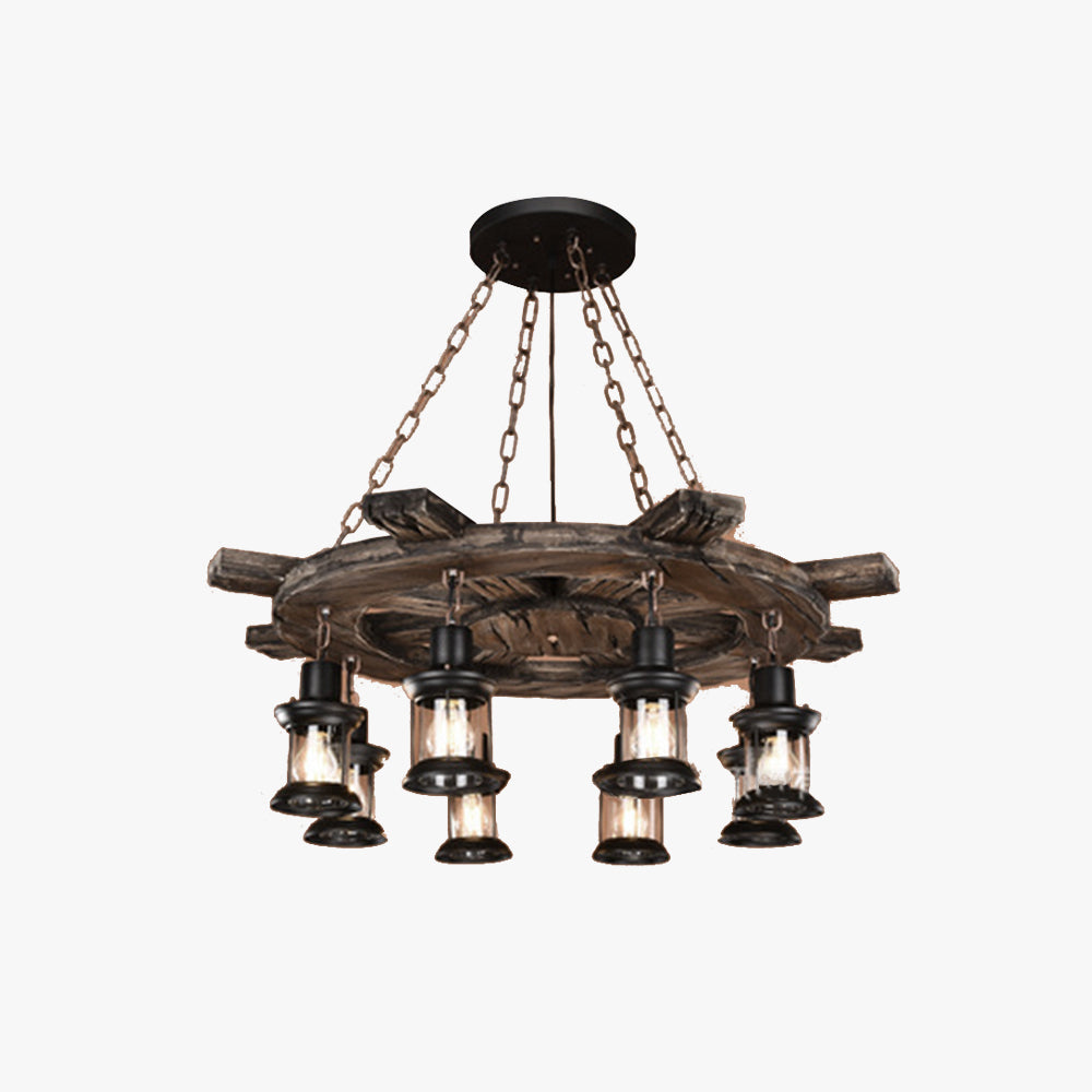 Epoch Vintage LED Pendelleuchte Ruder Käfig Wohnzimmer, Metall Holz