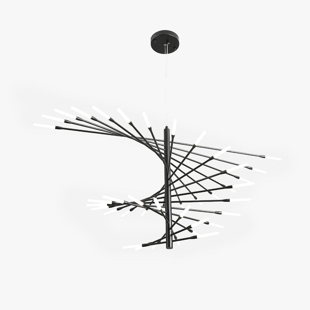 Arisha Kronleuchter Rotierendes Feuerwerk Schwarz/Gold Wohnzimmer/Kunstgalerie