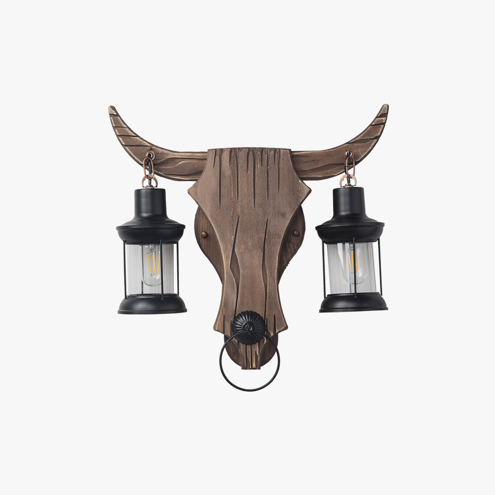 Epoch Vintage LED Wandleuchte Innen Bull Zweiflamming Schlaf/Wohnzimmer Metall