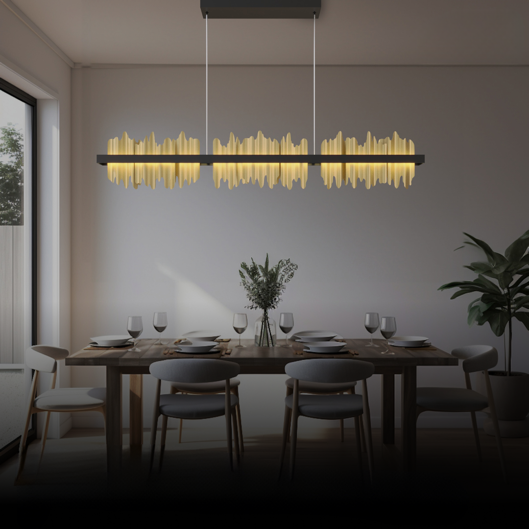 Kristy Industrial Kronleuchter Metall Gold Schwarz Wohnzimmer-Letslighting