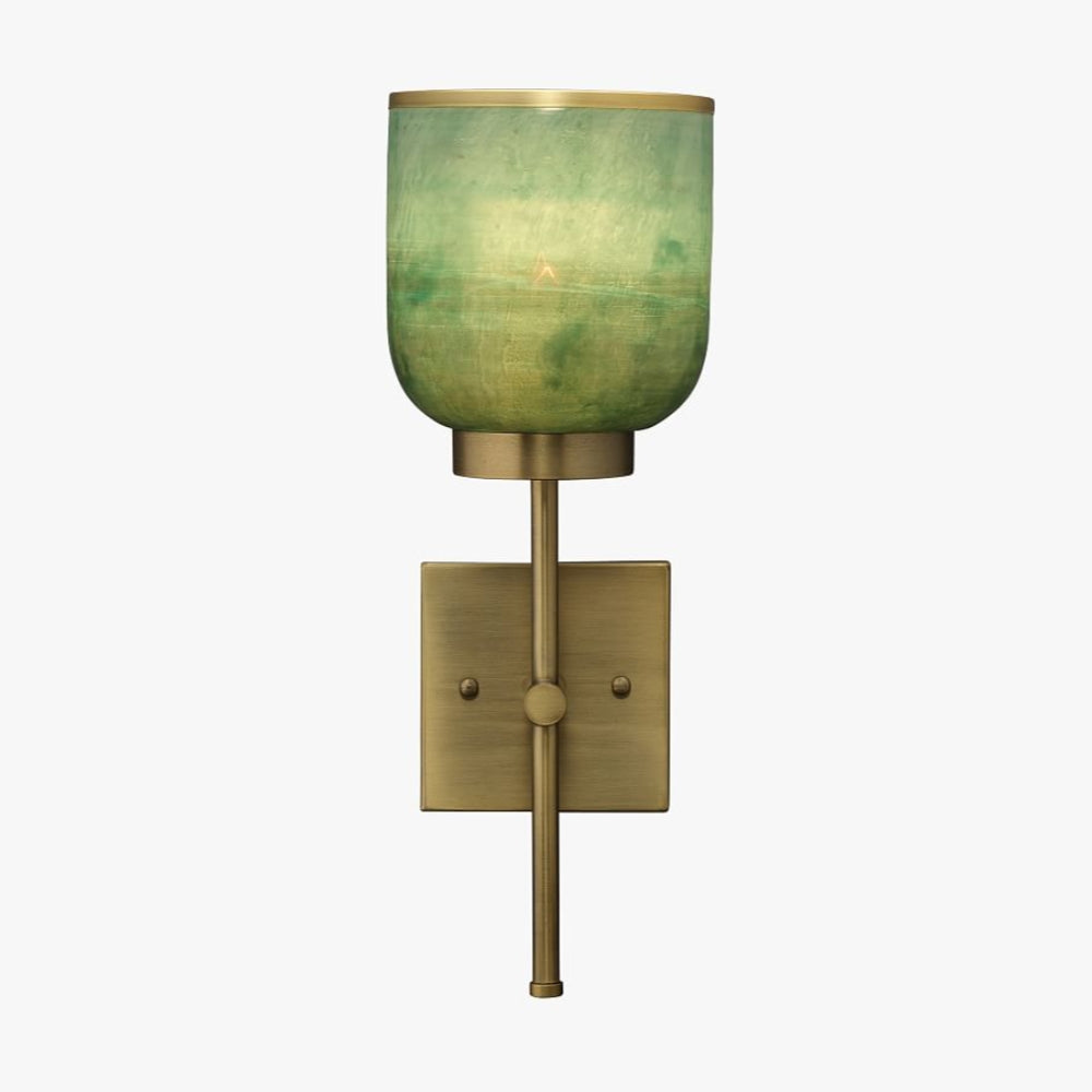 Helvo Vintage Metall Einzelleuchter - Grünes Glas Wandleuchte für Wohndekoration