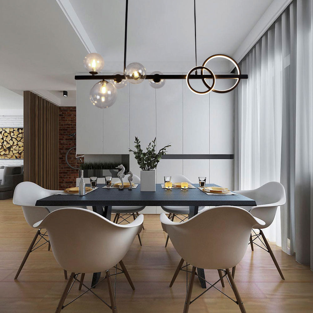 Valentina Modern Linear LED Pendelleuchte Schwarz/Gold Ess/Wohnzimmer Esstisch Metall&Glas
