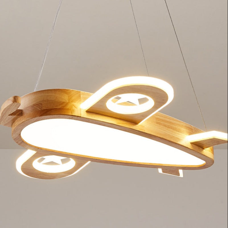Aria Modern Pendelleuchte Flugzeugförmige Kinderzimmer, Gold, Holz Acryl