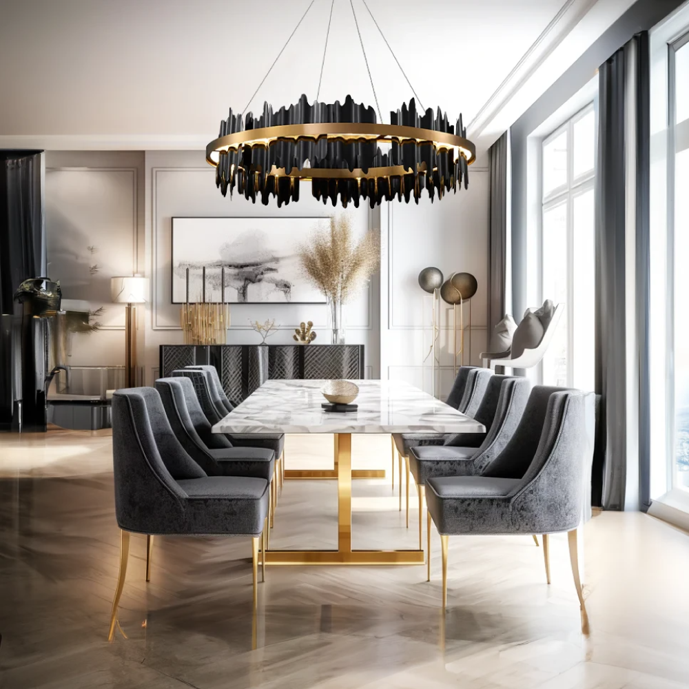 Kristy Industrial LED Kronleuchter Gold Metall Schalf/Wohnzimmer-Letslighting