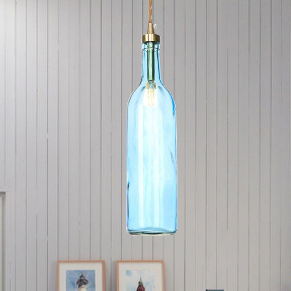 Valentina Industriell Weinflasche Glas Pendelleuchte Bunt Wohnzimmer
