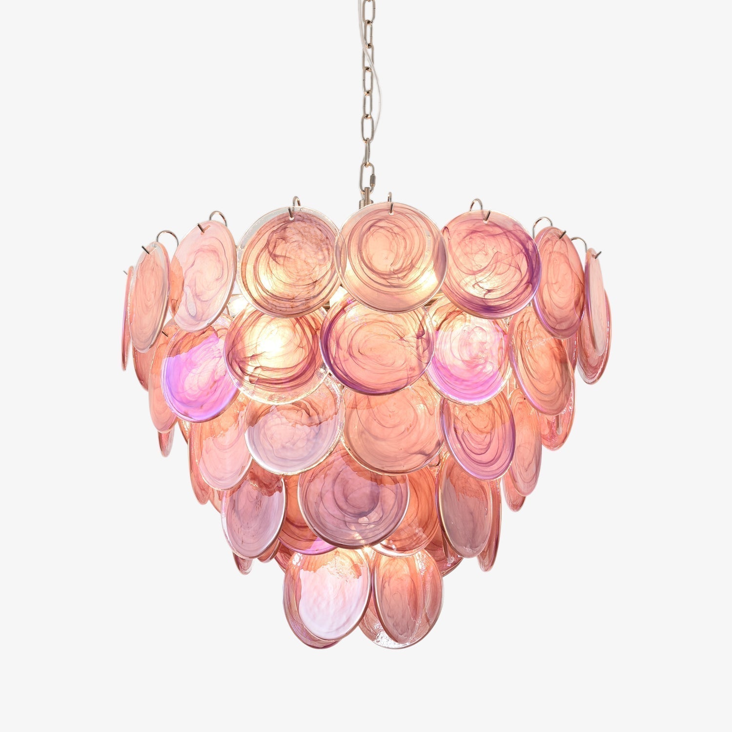 Aurora Chandelier Pink Murano Disc Layered - Neutralighting