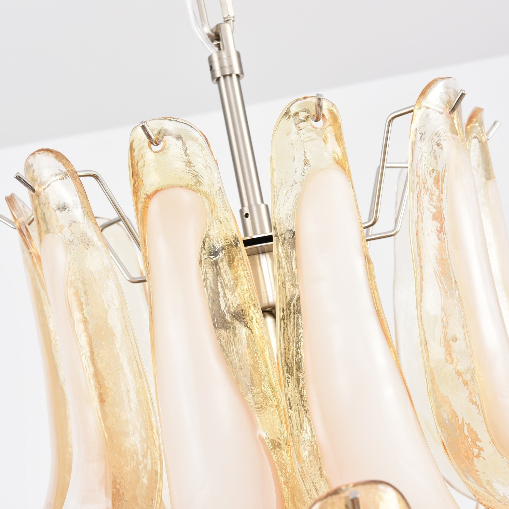 Aurora Chandelier Amber Murano Glass Petal Layered Luxury - Neutralighting