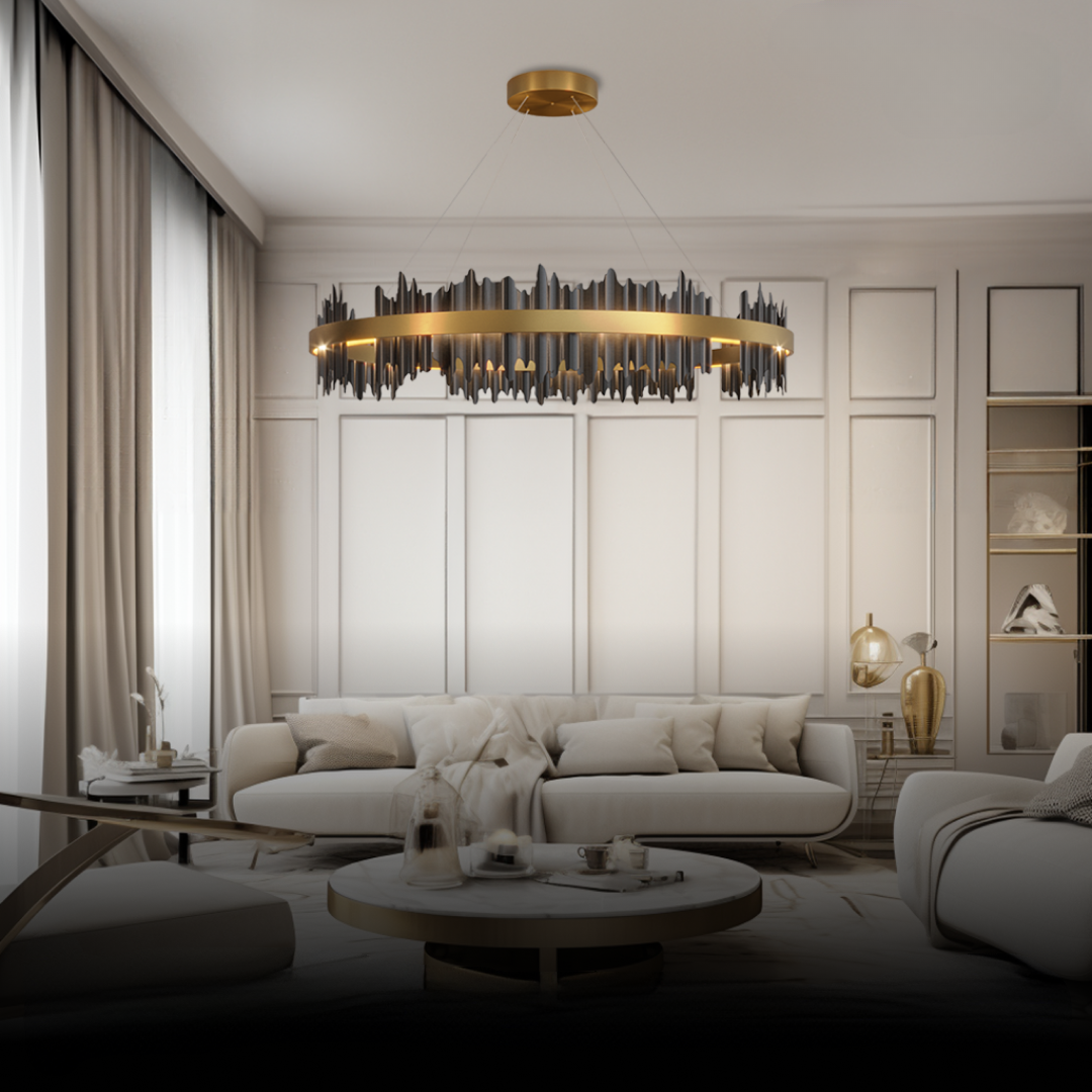 Kristy Industrial LED Kronleuchter Gold Metall Schalf/Wohnzimmer-Letslighting