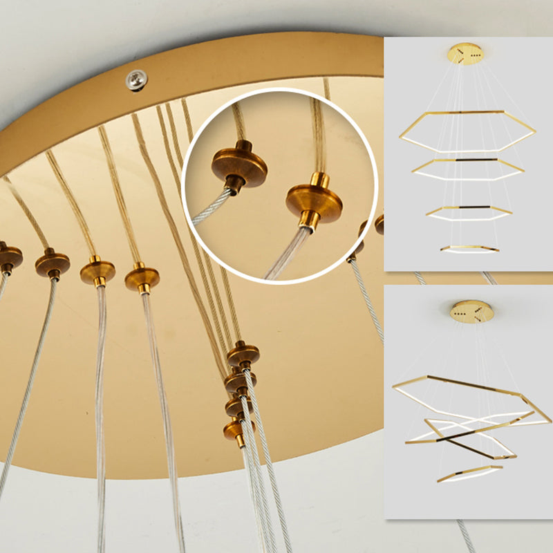Arisha Modern Design LED Pendelleuchte Gold Wohn/Ess/Schlafzimmer Metall
