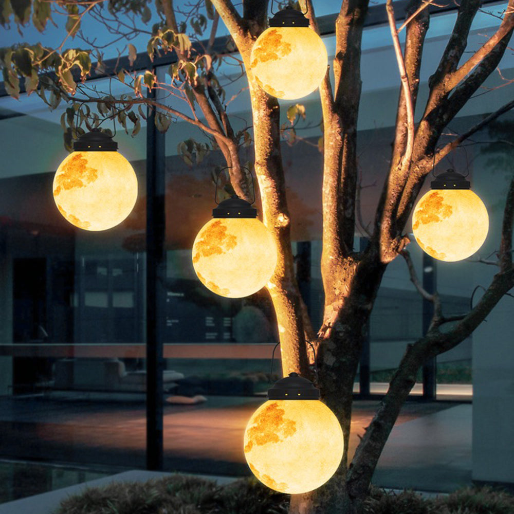 Aria Vintage Mond LED Pendelleuchte Solar Gold Garten/Flur/Balkon Metall Harz Fiberglas 3 Stil