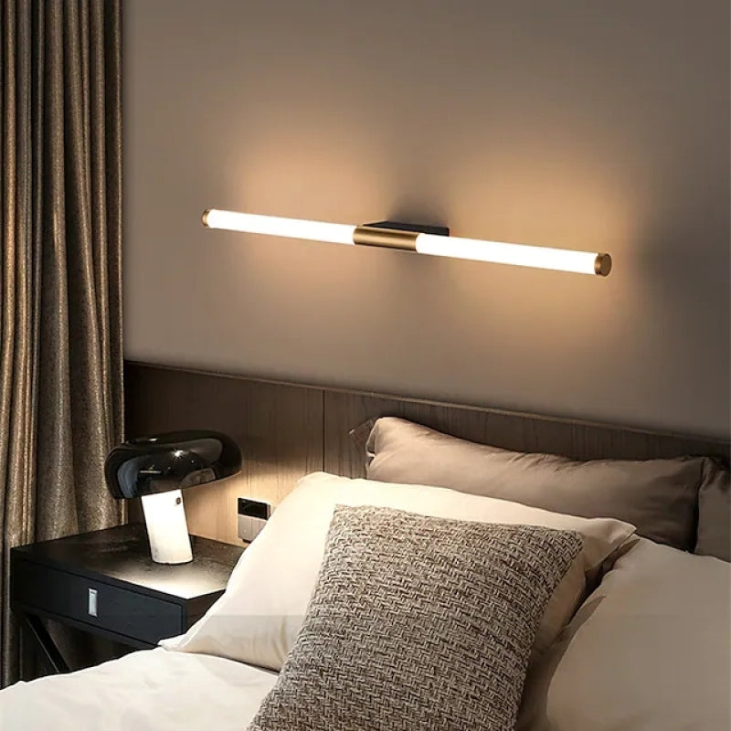 Arisha Einfache moderne Linear LED Wandleuchte Weiß-Gold Schlafzimmer Metall