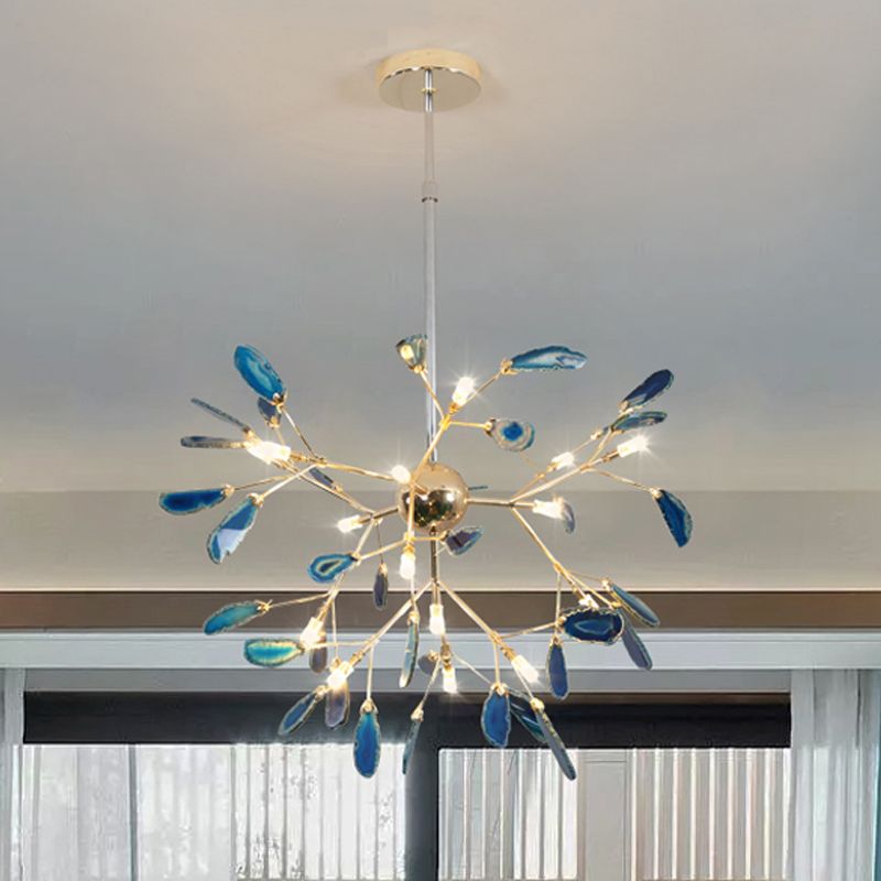 Aria Zeitgenoss Pendelleuchte Zweigform Schlafzimmer/Esszimmer Blau Metall