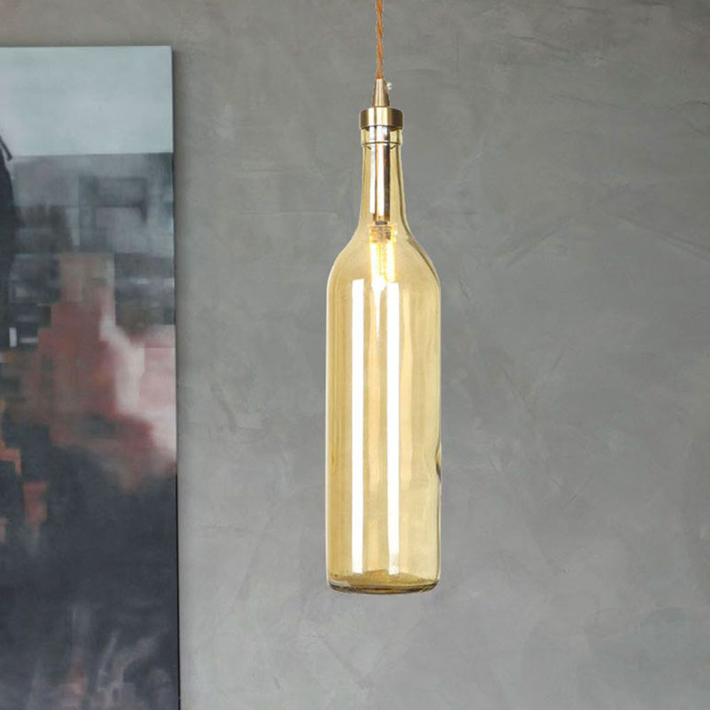Valentina Industriell Weinflasche Glas Pendelleuchte Bunt Wohnzimmer