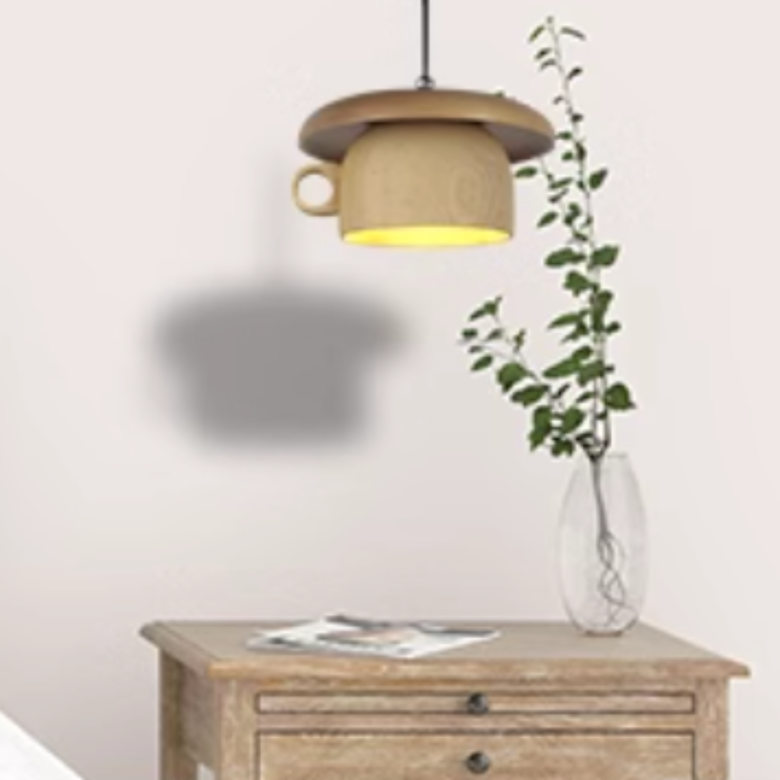 Valentina Vintage Holz Tasse Pendelleuchte Schlafzimmer