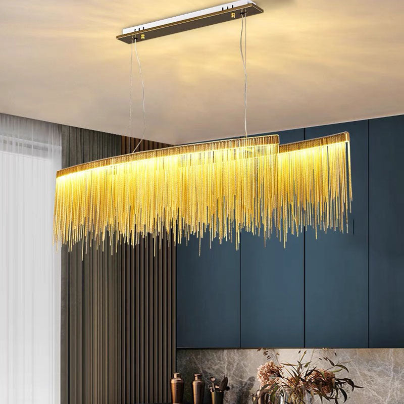 Kristy Modern Quasten Kronleuchter Gold/Chrom LED Metall Esszimmer-Letslighting