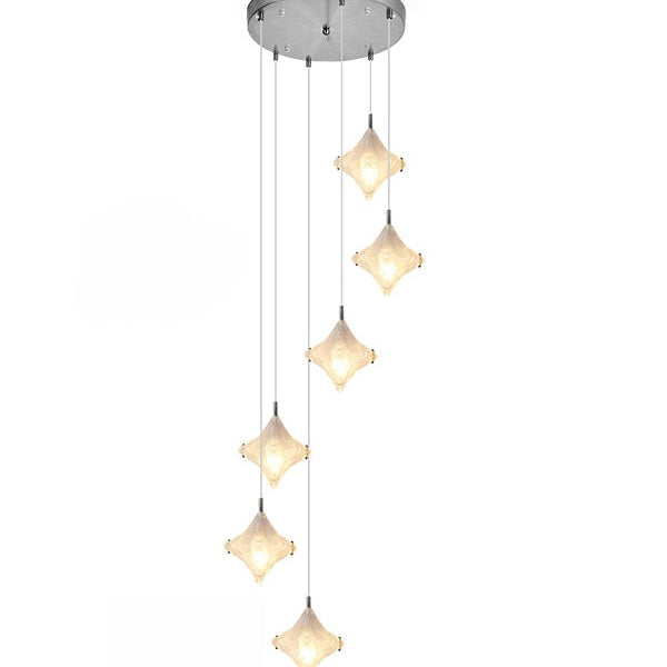 Art Deco Pendelleuchte mit 12 Köpfen, Milchglas