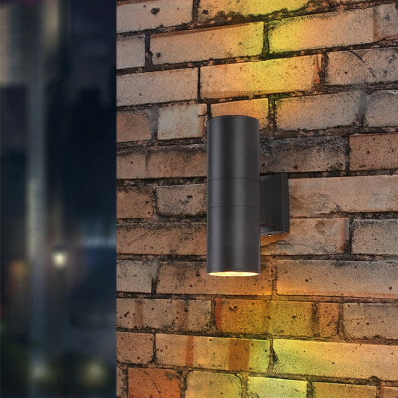 Ray Modern LED Wandleuchte Doppelkopf Zylinder Schwarz Außen Metall/Glas