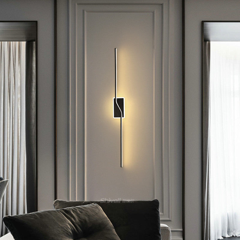 Arisha Minimalistische Linear LED Wandleuchte Schwarz/Gold Schlafzimmer Metall