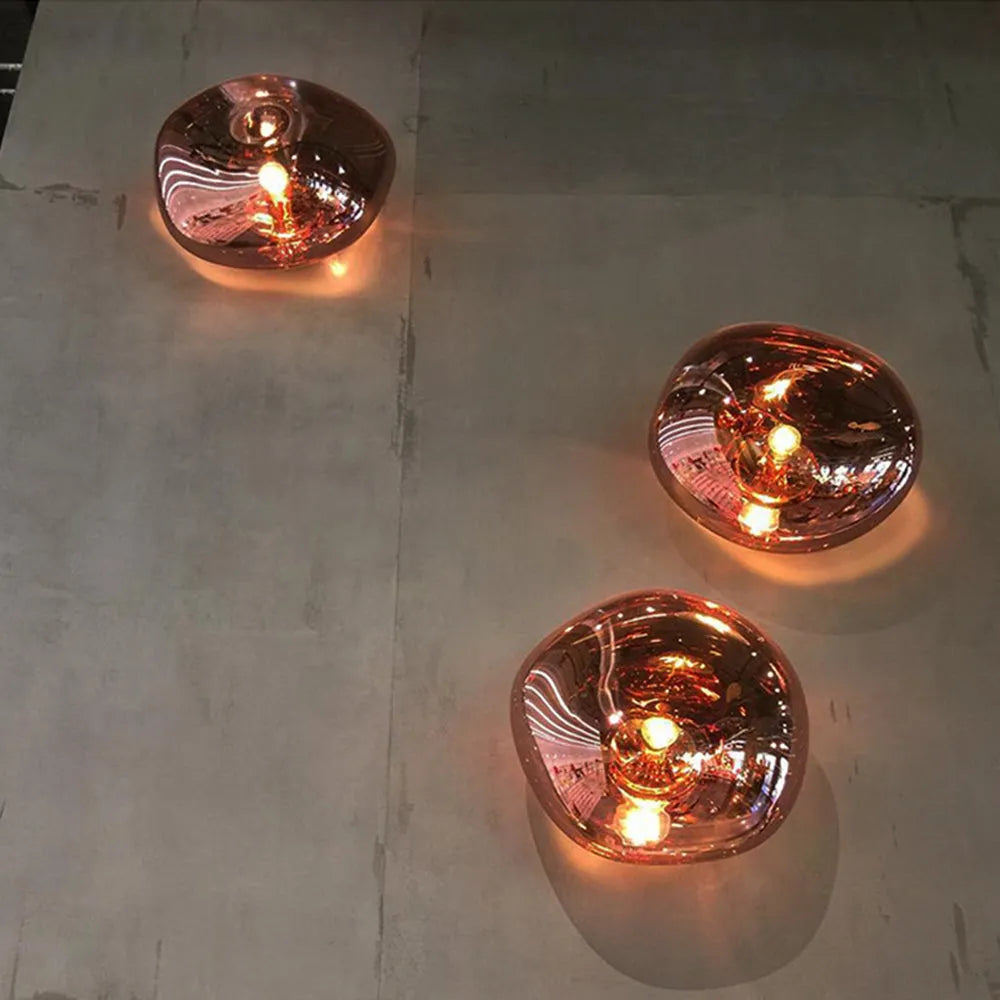 Valentina Moderne Kunstvolle Wandlampe aus Bernsteinfarbenem Glas Luxusbeleuchtung