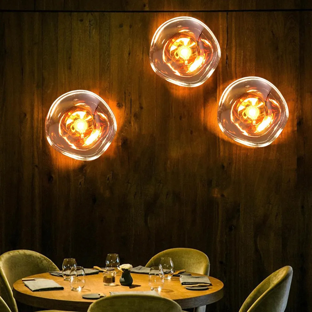 Valentina Moderne Kunstvolle Wandlampe aus Bernsteinfarbenem Glas Luxusbeleuchtung