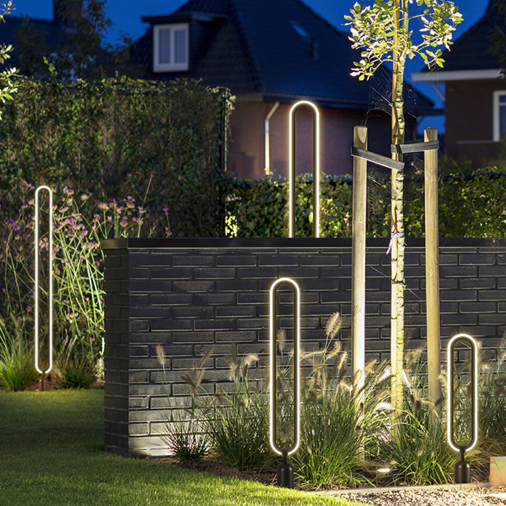 Ray Oval Modern LED Außenleuchte Schwarz Garten/Balkon Metall&Acryl Solar