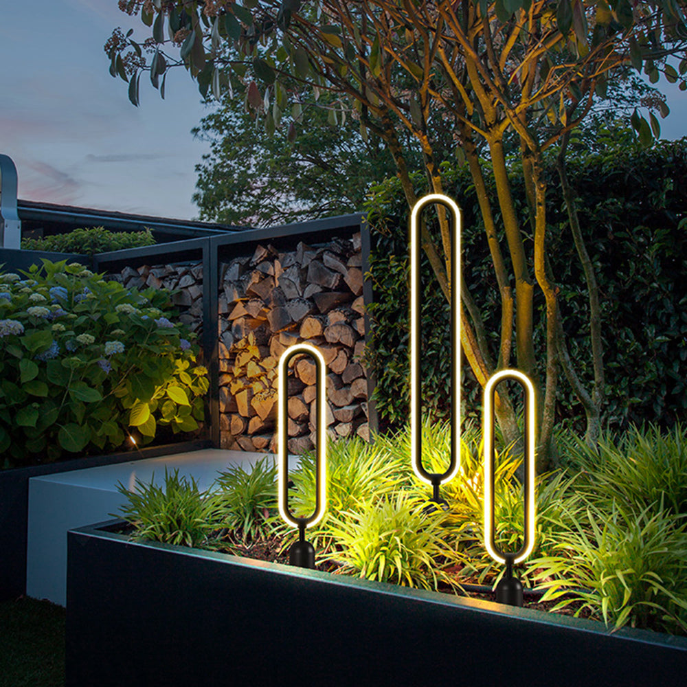 Ray Oval Modern LED Außenleuchte Schwarz Garten/Balkon Metall&Acryl Solar