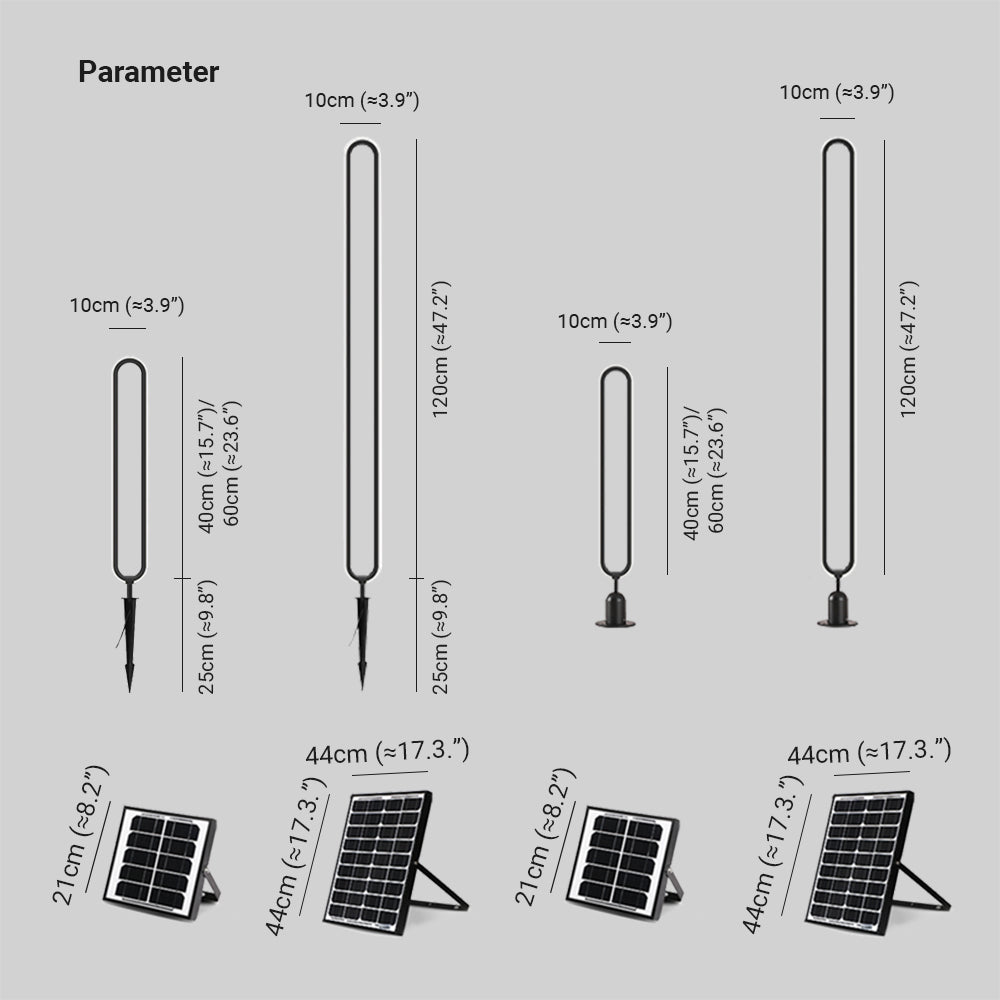 Ray Oval Modern LED Außenleuchte Schwarz Garten/Balkon Metall&Acryl Solar