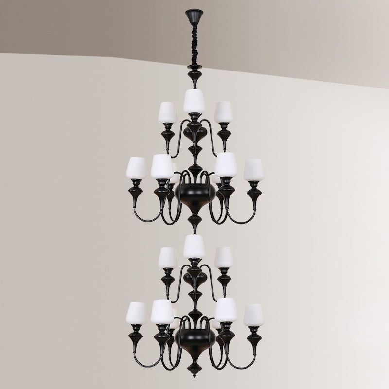 Abrahamson Traditional Shaded Tiered Brass Glass Chandelier - Letslighting